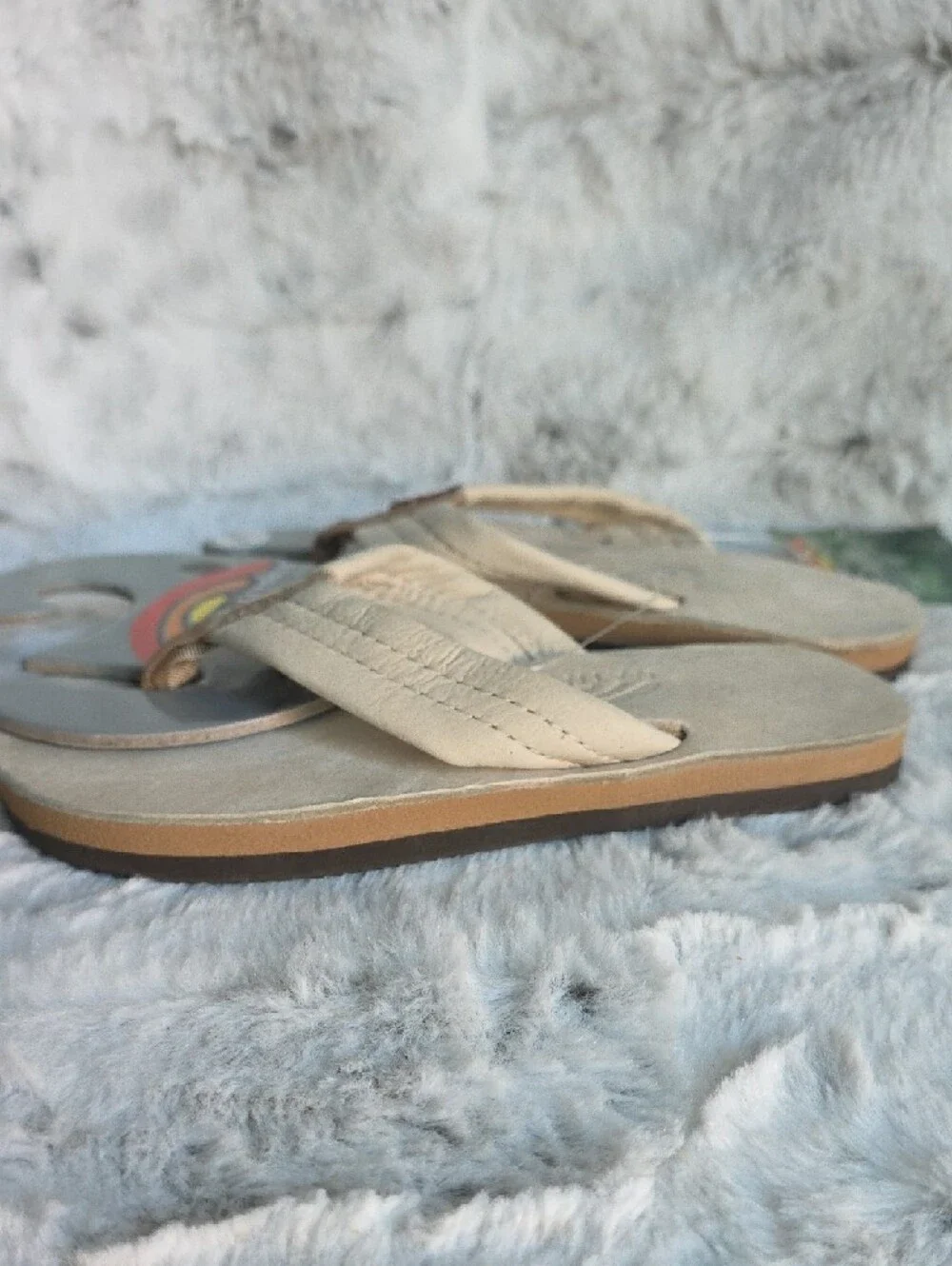 Rainbow Kids'‎ Flip Flops in Brown and Cream